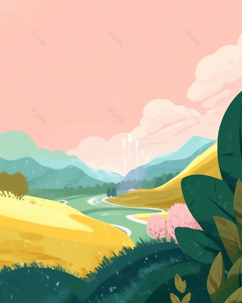 淡彩色春天自然风景插画,插画/手绘图,插画/手绘图库,插画/手绘图下载,插画/手绘